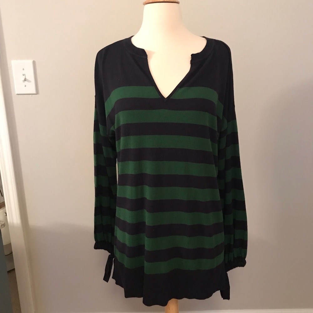 Ann Taylor Green Striped Tunic